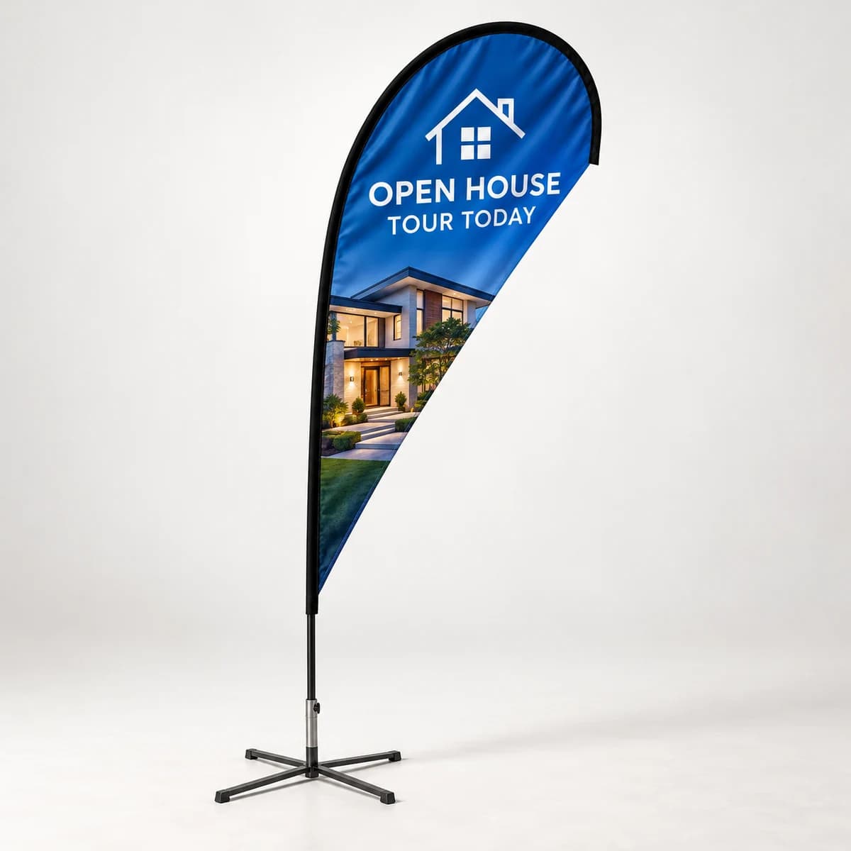 Complete teardrop flag kit advertising an Open House